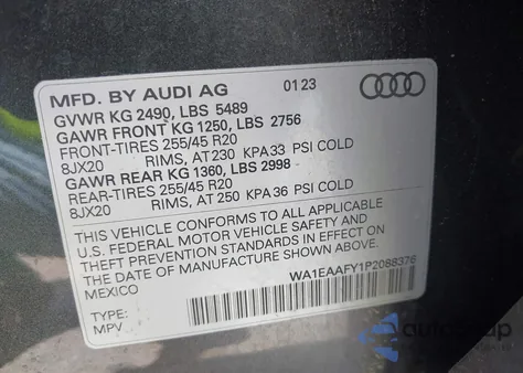 2023 Audi Q5 Premium Plus 45 Tfsi S Line Quattro z USA, uszkodzony, nr VIN WA1EAAFY1P2088376